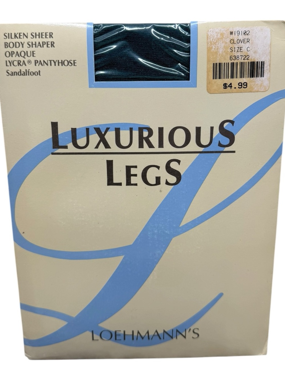 Vtg Loehmanns Luxurious Legs Silken Sheer Opaque Body Shaper Pantyhose C Clover